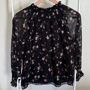 Madewell Smocked Mockneck Top in Backyard Blooms SMALL